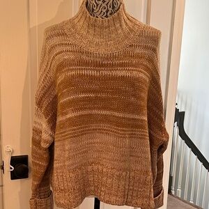 525 America Soft Chunky Knit Sweater. Soft pink, orange and tan.